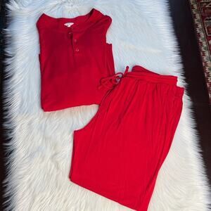Eberjey Red Long Long Sleeve PJ Set